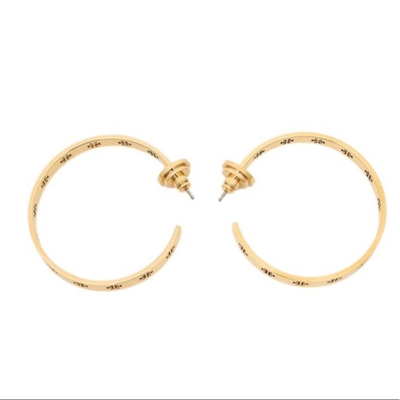 ✨NEW TORY BURCH✨ PIERCED TB LOGO HOOP EARRINGS - Picture 5 of 6